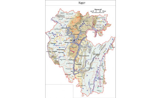 Карта распространения карста в Башкортостане