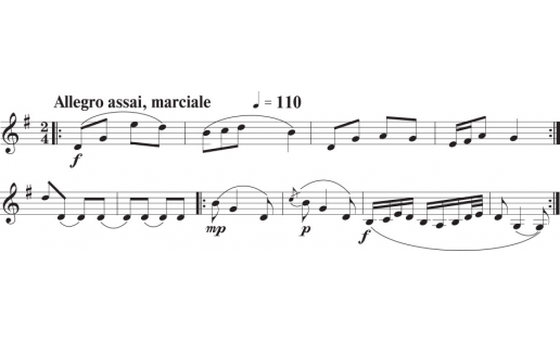 Нотная запись башкирской народной мелодии "МАРШРУТ"