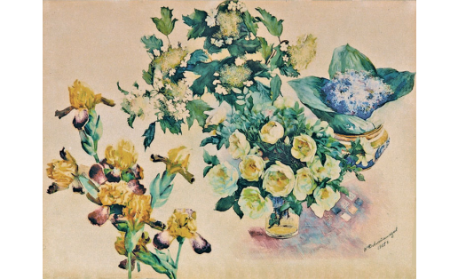 К.С.Девлеткильдеев. Цветы разные. Бум., акв. 1935. БГХМ