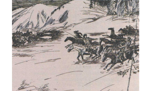 Э.М.Саитов. Иллюстрация к книге “Сын Юлая Салават” М.Х.Идельбаева