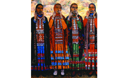 А.Ф. Лутфуллин. Мелодии кубыза. 1987. Холст, масло A.F. Lutfullin. Melodies of kubyz. 1987. Canvas, oil