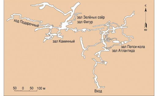 Киндерлинская пещера. План пещеры. Kinderlinskaya cave: plan