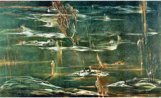 Т.Ғ.Йәнекәев. Т.Таһировтың “Ғәлиә” повесы б‑са Р.В.Исрафиловтың ш. уҡ исемле спектакленә декорация эскизы. 1985
