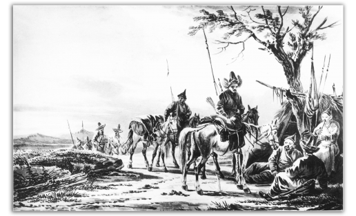 Конные башкиры на бивуаке. Худ. А.О.Орловский. 1810-е гг. 19 в.