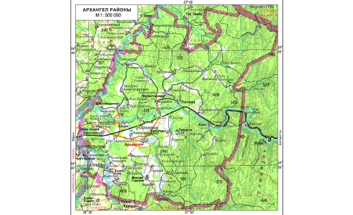 Карта района АРХАНГЕЛ РАЙОНЫ