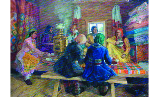 В.С. Сыромятников. Гости на женской половине. 1936. Холст, масло. БГХМ V.S. Syromyatnikov. Guests of the bride’s party. 1936. Canvas, oil. BSAM