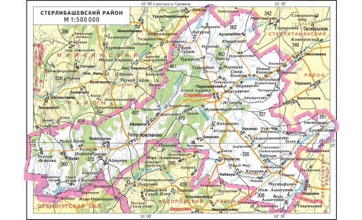 Карта района СТӘРЛЕБАШ РАЙОНЫ