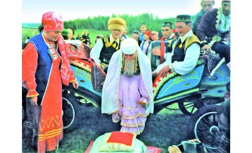 Свадьба. Обряд встречи невестки A wedding. The rite of passage for the bride