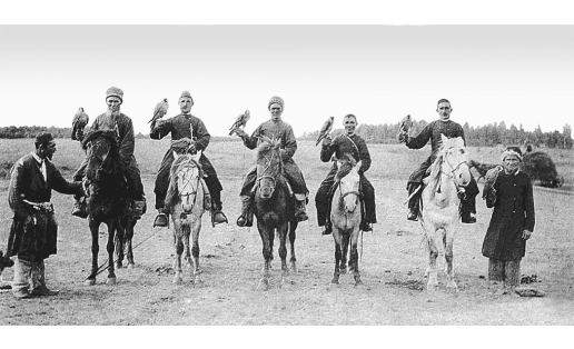 Выезд башкир на соколиную охоту. Нач. 20 в. Bashkirs setting out to hunt with falcons. Early 20th century