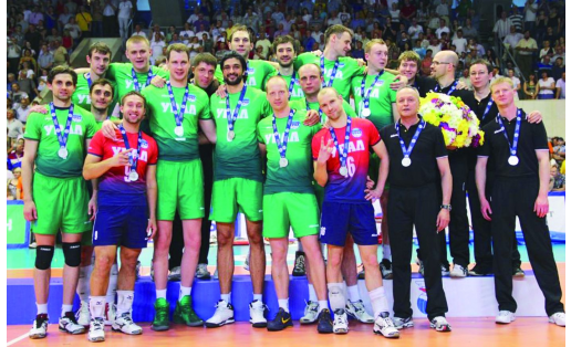 Волейбольная команда “Урал” – серебряный призёр чемпионата России среди команд суперлиги (2013) The Ural volleyball team. A silver medalist of the championship of Russia among teams of super leagues (2013)