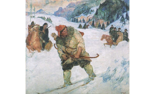 Поимка Салавата. Худ. А.П.Лежнев. Фанера, масло, 1930. БГХМ