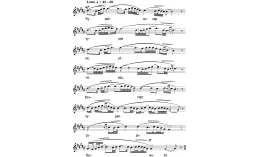 Нотная запись песни “УЙЫЛ”, башҡ. халыҡ йыры