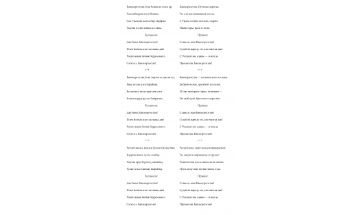 Текст гимна на башкирском и русском языках