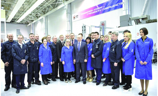 Президент РФ В.В.Путин в Уфе на встрече с рабочими УМПО. 2018 President of the RF V.V.Putin in Ufa at a meeting with UMPO workers. 2018
