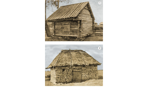 Келәттәр: 1 — буранан (Мәсетле р‑ны Яңы Мишәр а., 1959); 2 — таштан (Стәрлетамаҡ р‑ны Күсәрбай а., 1970)
