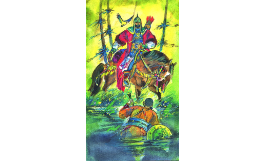 Иллюстрация к эпосу “Идукай и Мурадым”. Художник – А.А. Костин The illustration for “Idukay and Muradym” epic. Artist – A.A. Kostin