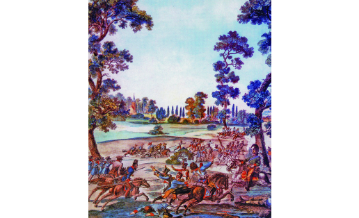 Этюд Лейпцигского сражения 4—7 октября 1813 г. Худ. – Фрош. 1‑я четв. 19 в. A sketch of the Battle of Leipzig on October 4—7, 1813 by Frosch. First quarter of the 19th century