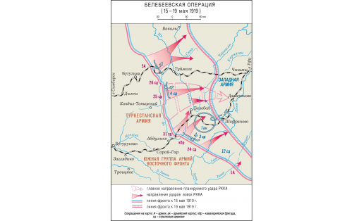 Белебеевская операция 1919 г. Карта боевых действий.