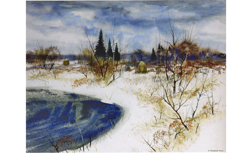 Ю.С.Басареев. Оттепель. Бумага, акварель. 2003 Y.S.Basareyev. The Thaw. Paper, watercolor. 2003