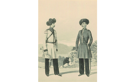 Трубач и урядник Башкирского войска. Худ. А.В.Висковатов