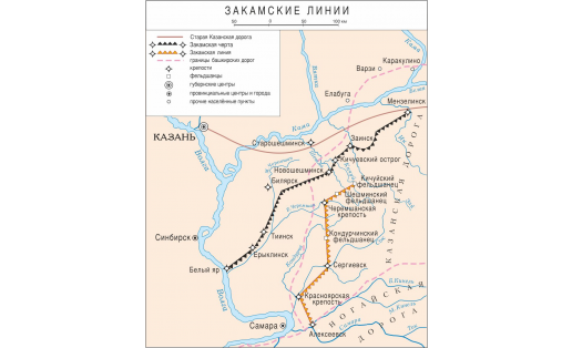 Карта-схема Закамских линий