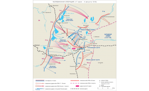 Челябинская операция 1919. Карта боевых действий