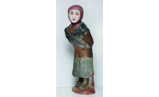 В.Г.Кузнецова. Дама в розовом. Шамот, ангобы. 1997 V.G.Kuznetsova. Lady in pink. Chamotte, engobes. 1997