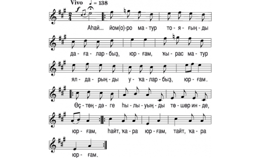 Нотная запись песни “КАРА-ЮРГА", песня
