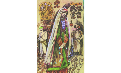 Салимакай. Иллюстрация к одноимённой песне. Художник – А.А. Костин Salimakay. The illustration for the same-titled song. Artist – A.A. Kostin
